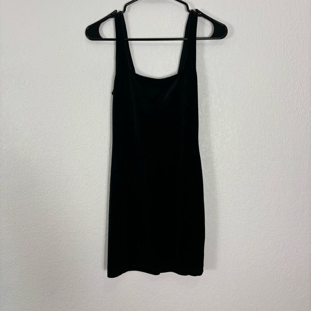 Urban Outfitters Black Velour Square Neckline Mini Dress Size Small